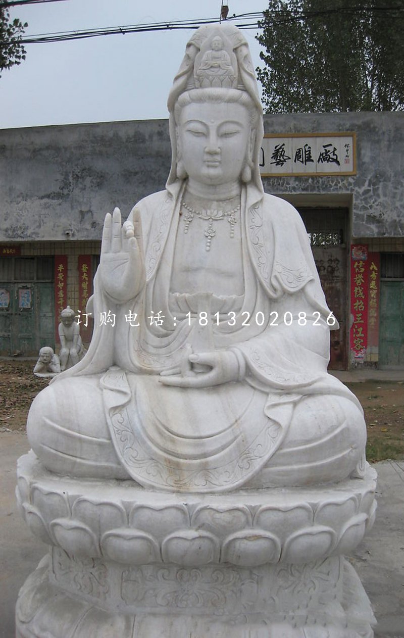 坐式觀音菩薩，大理石佛像