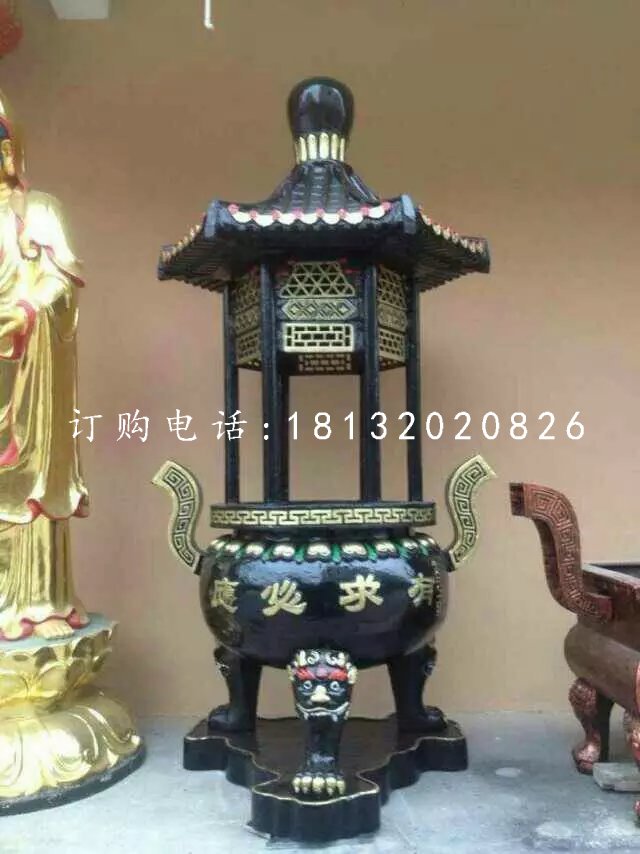 有求必應(yīng)香爐雕塑，寺廟銅香爐