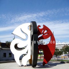 抽象臉譜雕塑，廣場(chǎng)不銹鋼雕塑