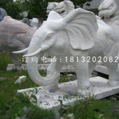 大理石大象，公園動(dòng)物石雕