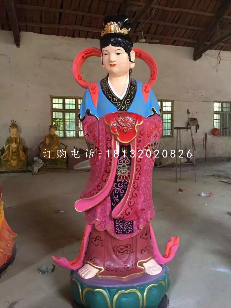 龍女雕塑，玻璃鋼彩繪龍女