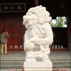 漢白玉小獅子雕塑，動(dòng)物石雕