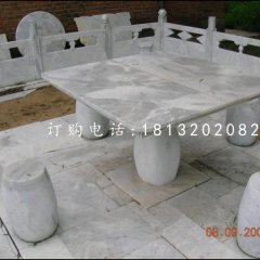 方桌圓凳石雕，公園休息椅