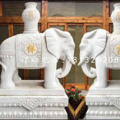 漢白玉大象，吉祥大象石雕