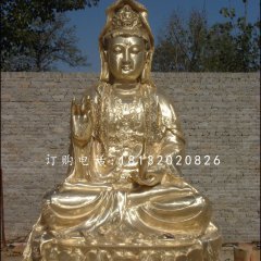觀音菩薩銅雕，坐式佛像