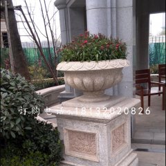 歐式花盆雕塑，花缽石雕