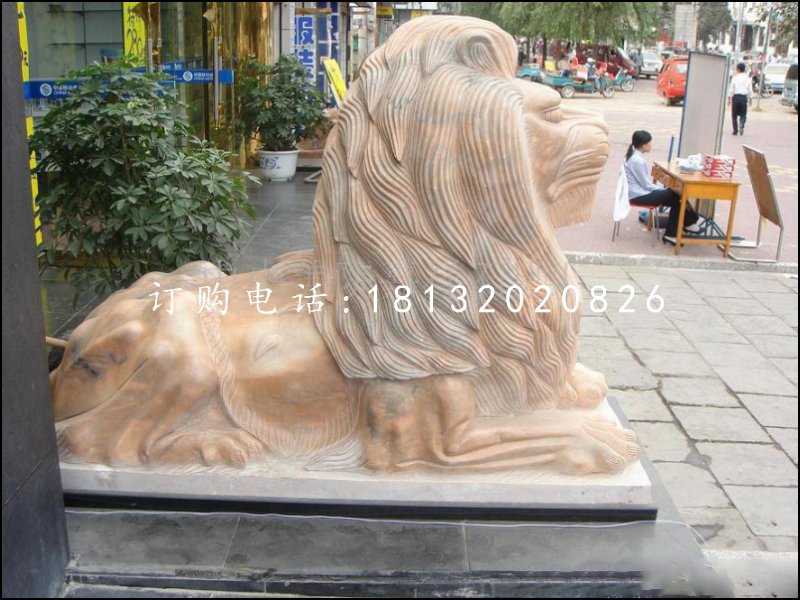 趴著的獅子雕塑，西洋獅石雕