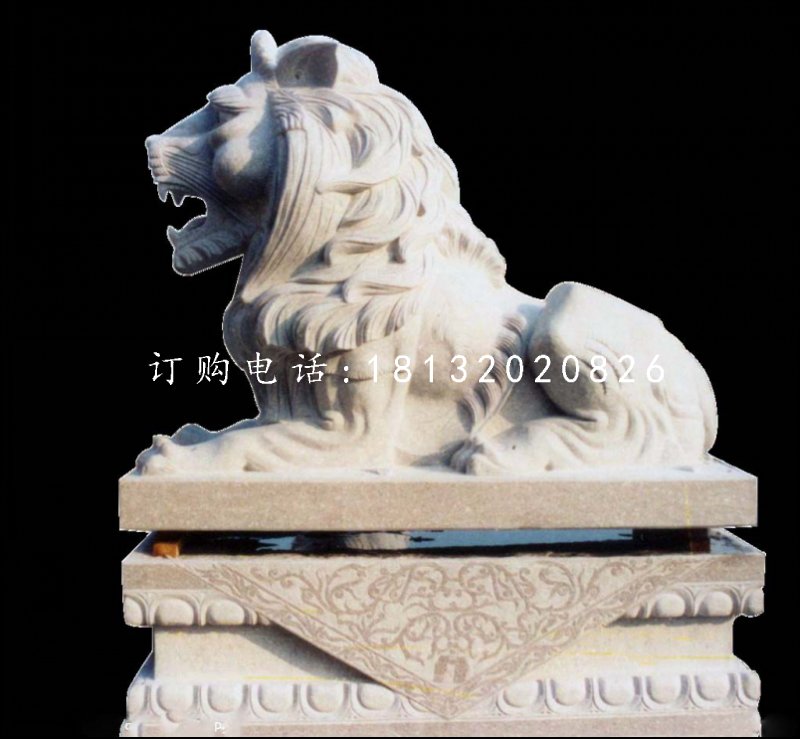 趴著的獅子石雕，歐式獅子雕塑