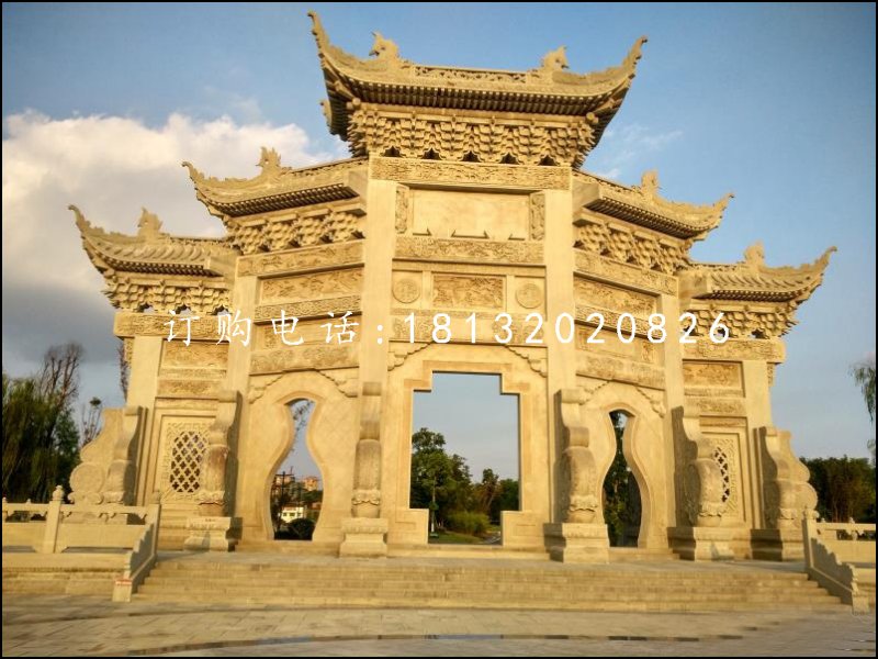 牌樓石雕，仿古石雕牌坊