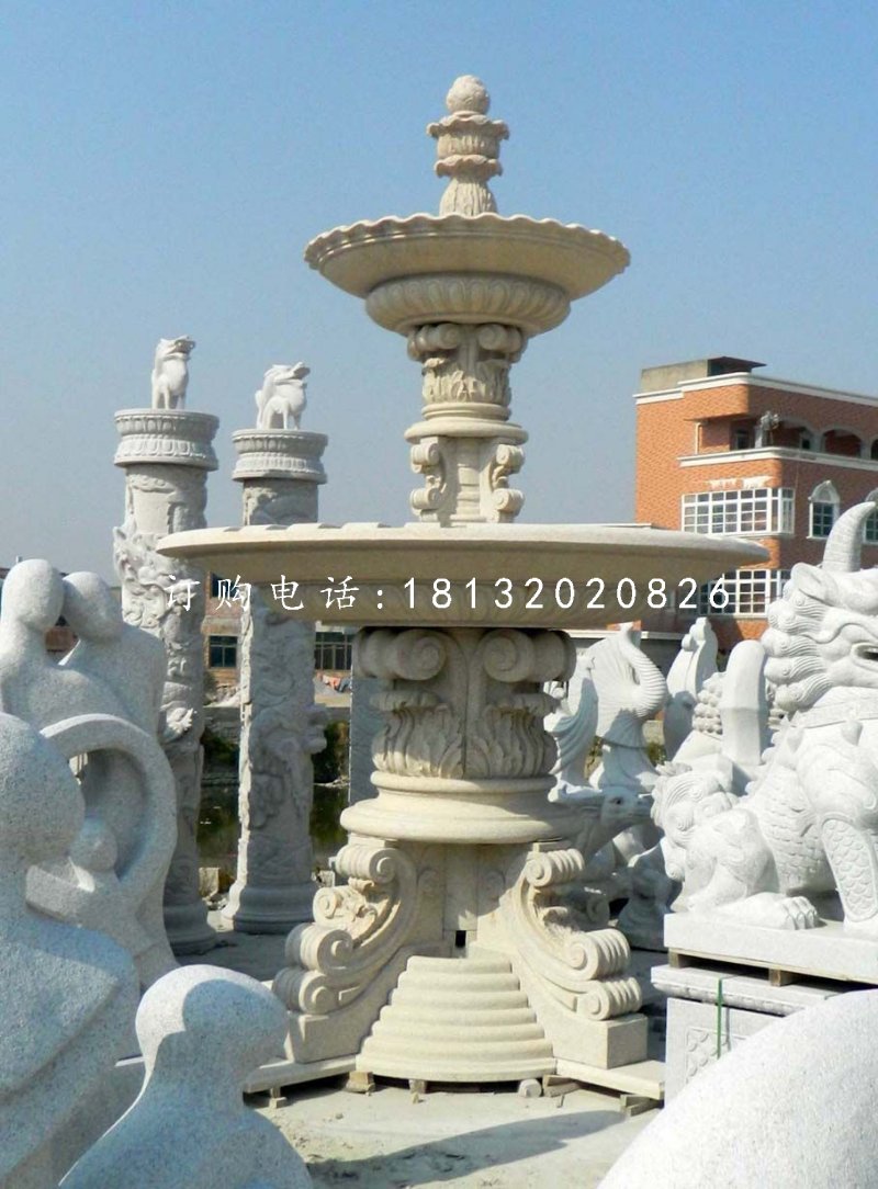歐式噴泉石雕，廣場景觀雕塑