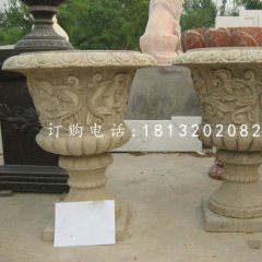 砂巖花盆，歐式花缽雕塑