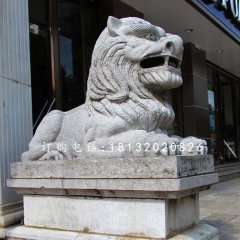 西洋獅石雕，銀行門口石獅子