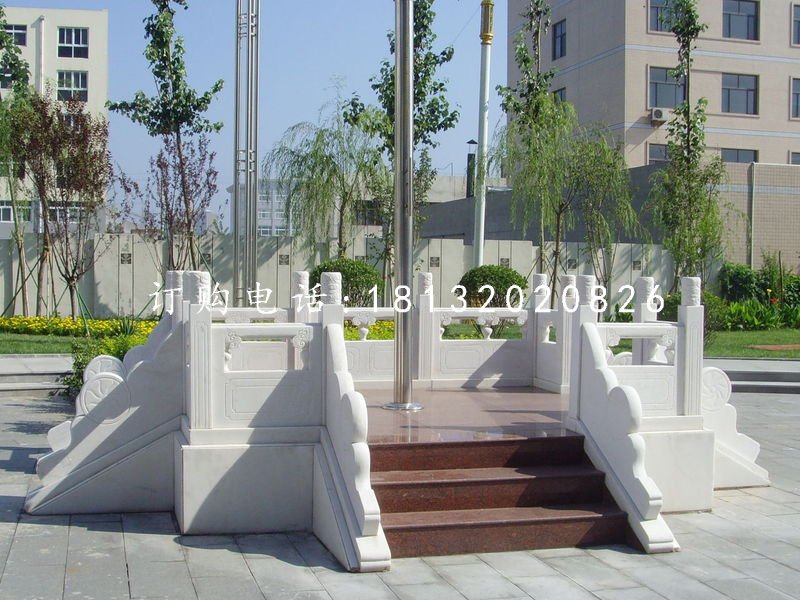 漢白玉升旗臺(tái)雕塑，廣場(chǎng)石雕欄板