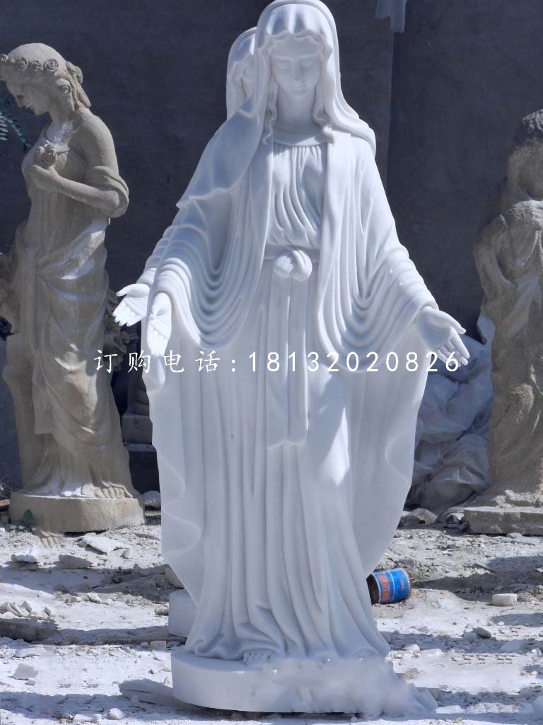 漢白玉圣母雕塑，西方人物石雕