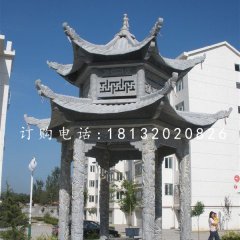 六角涼亭，青石雙層涼亭