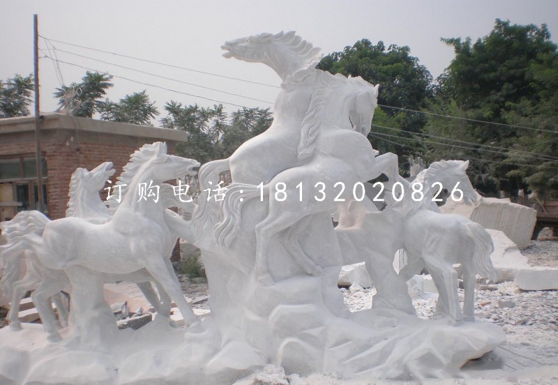 駿馬石雕，漢白玉動物石雕