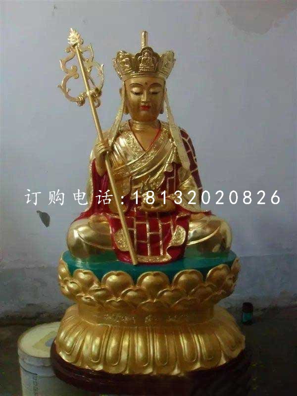 坐式地藏王，銅雕彩繪佛像