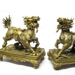 鑄銅麒麟雕塑，銅雕神獸