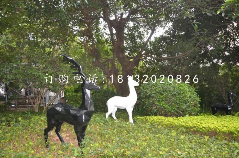抽象小鹿，玻璃鋼動(dòng)物擺件