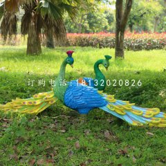 玻璃鋼仿真孔雀，玻璃鋼動物雕塑