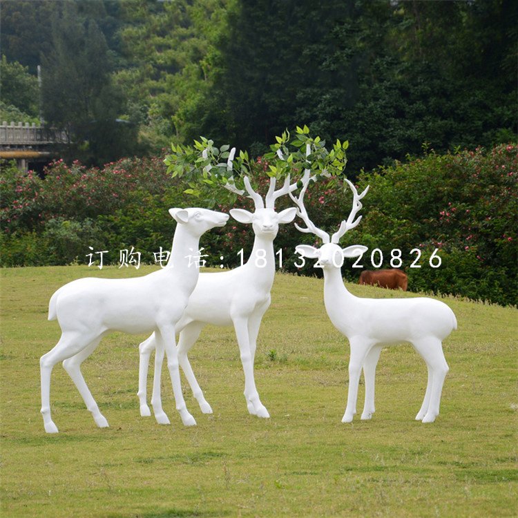 玻璃鋼樹(shù)葉鹿，玻璃鋼抽象動(dòng)物雕塑