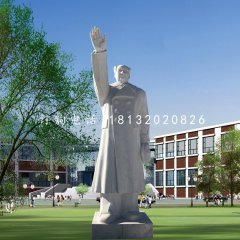 漢白玉揮手的毛主席，偉人石雕