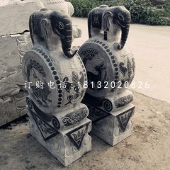 青石仿古大象門墩，門口抱鼓石