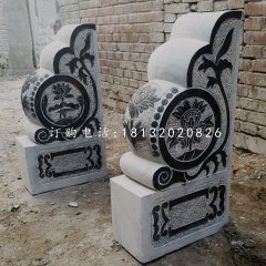 青石仿古門墩石雕，門口抱鼓石