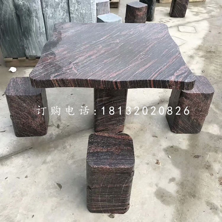 石雕方桌凳，公園桌凳石雕