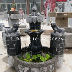 石來遠(yuǎn)轉(zhuǎn)石雕，青石流水?dāng)[件