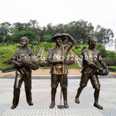 收稻子的人物銅雕，公園景觀銅雕