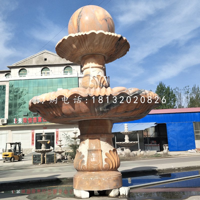 晚霞紅風(fēng)水球噴泉，雙層風(fēng)水球雕塑