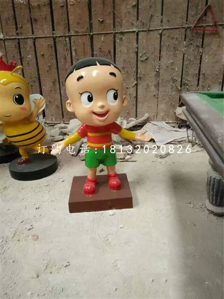 大頭兒子雕塑，玻璃鋼卡通人物
