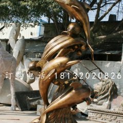 海豚銅雕，嬉戲銅雕