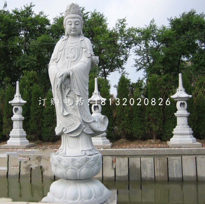 漢白玉觀音菩薩，石雕佛像