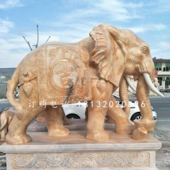 吉祥如意象石雕，晚霞紅動(dòng)物雕塑