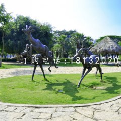 羚羊銅雕，公園動物銅雕
