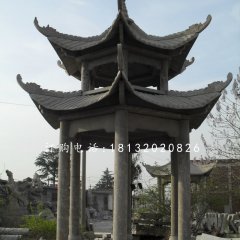 六角涼亭，青石涼亭雕塑