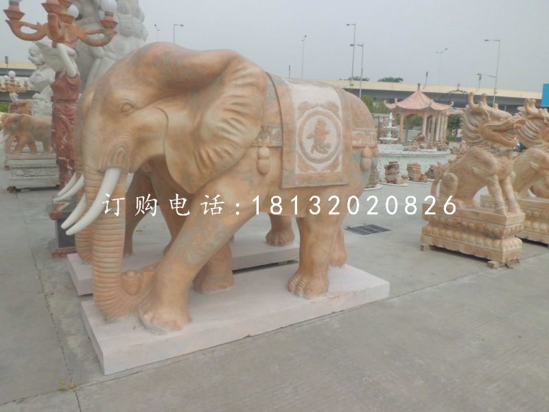 如意象石雕，晚霞紅動(dòng)物雕塑