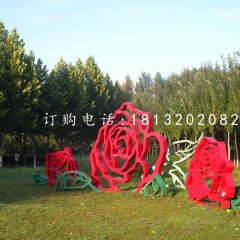 不銹鋼牡丹花雕塑，不銹鋼烤漆雕塑