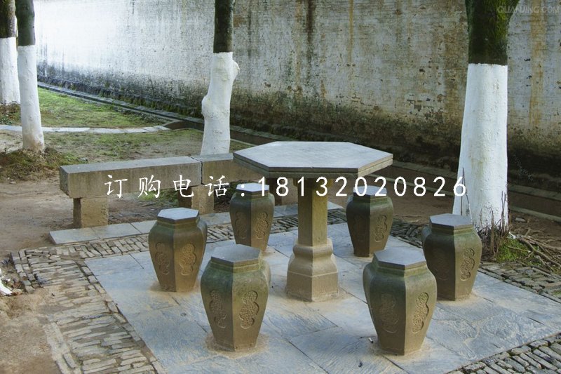 桌椅石雕，公園仿古石桌椅