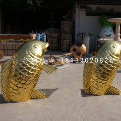 金色鯉魚雕塑，玻璃鋼仿真動物