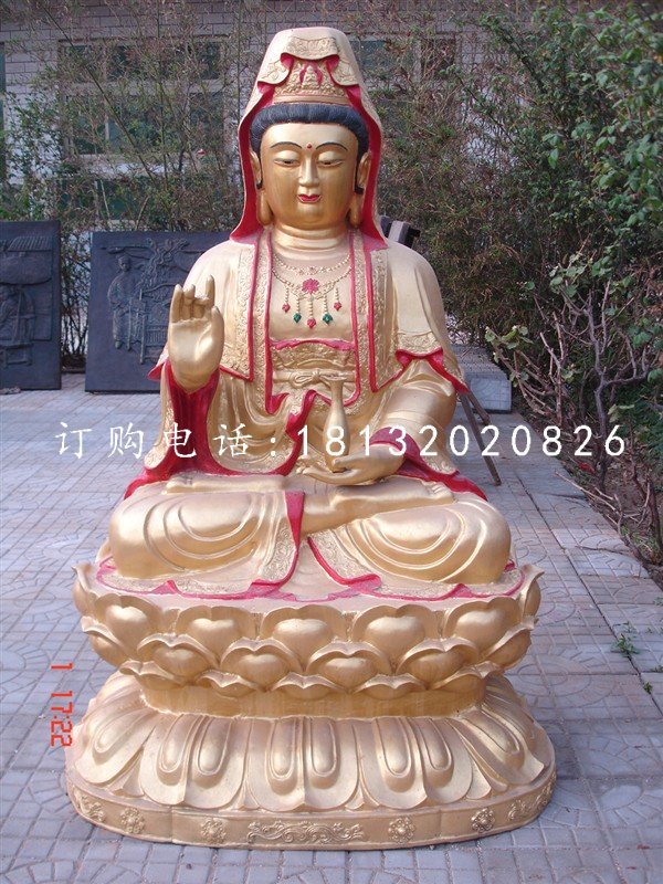 觀音銅雕，彩繪觀世音銅雕