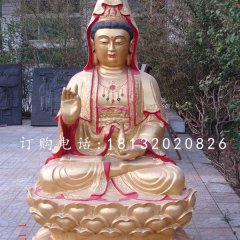 觀音銅雕，彩繪觀世音銅雕