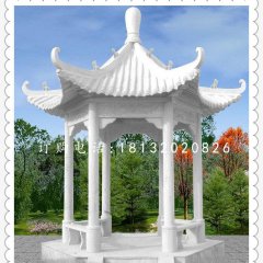 漢白玉六角石涼亭，公園涼亭石雕