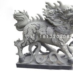 吉祥神獸石雕，青石麒麟
