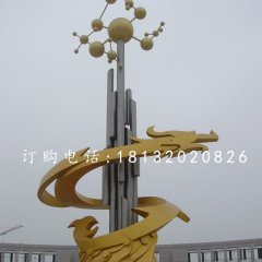 不銹鋼龍騰雕塑，不銹鋼企業(yè)雕塑