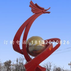 不銹鋼龍騰雕塑，廣場抽象龍雕塑