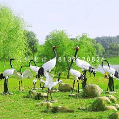 玻璃鋼丹頂鶴，仿真動(dòng)物雕塑，公園景觀雕塑