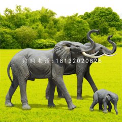 玻璃鋼大象，公園仿真動(dòng)物雕塑